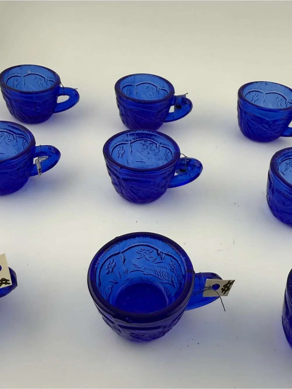 Vintage 16 miniature cobalt blue glass cups Excellent condition